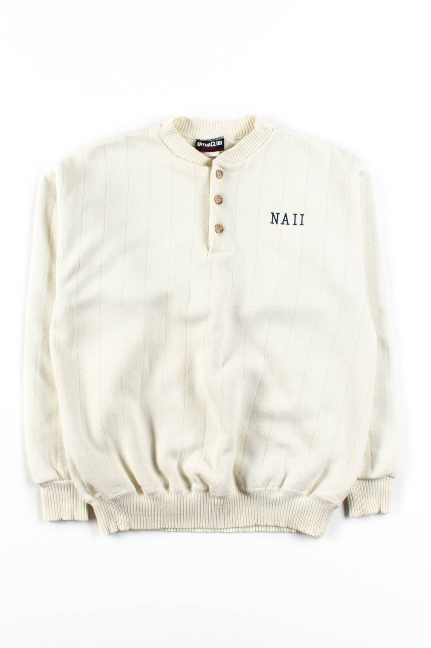 Vintage NAII Ribbed Henley Collar Sweatshirt