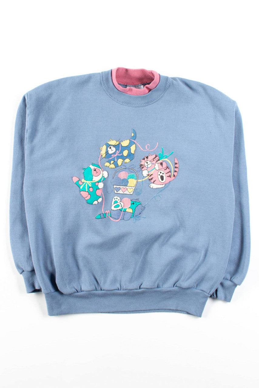 Vintage Cartoon Kitten Playtime Sweatshirt