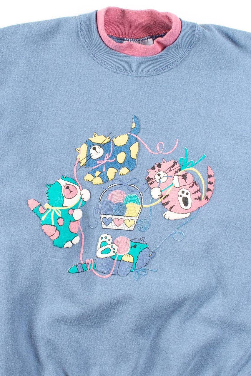 Vintage Cartoon Kitten Playtime Sweatshirt