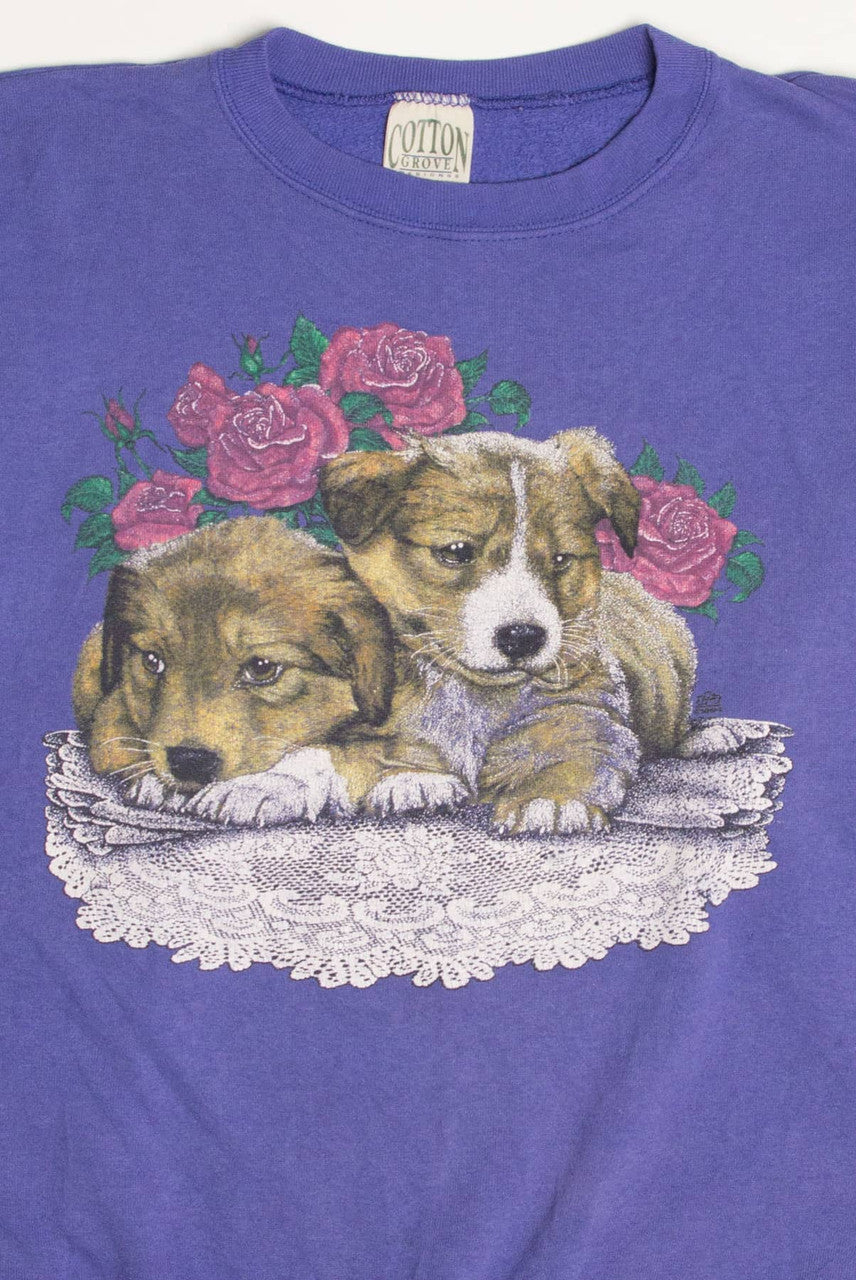 Vintage Puppies Roses Sweatshirt