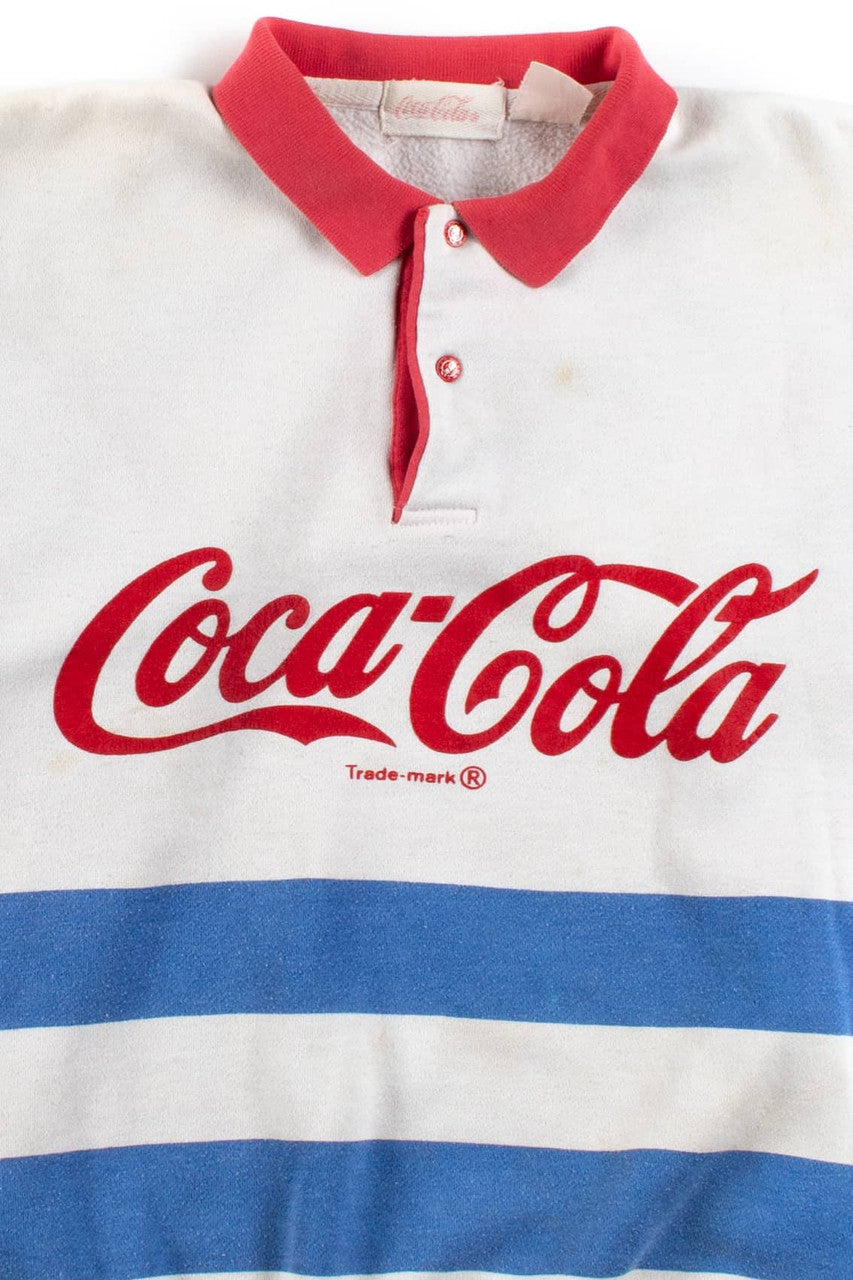 Vintage Striped Coca-Cola Polo Sweatshirt