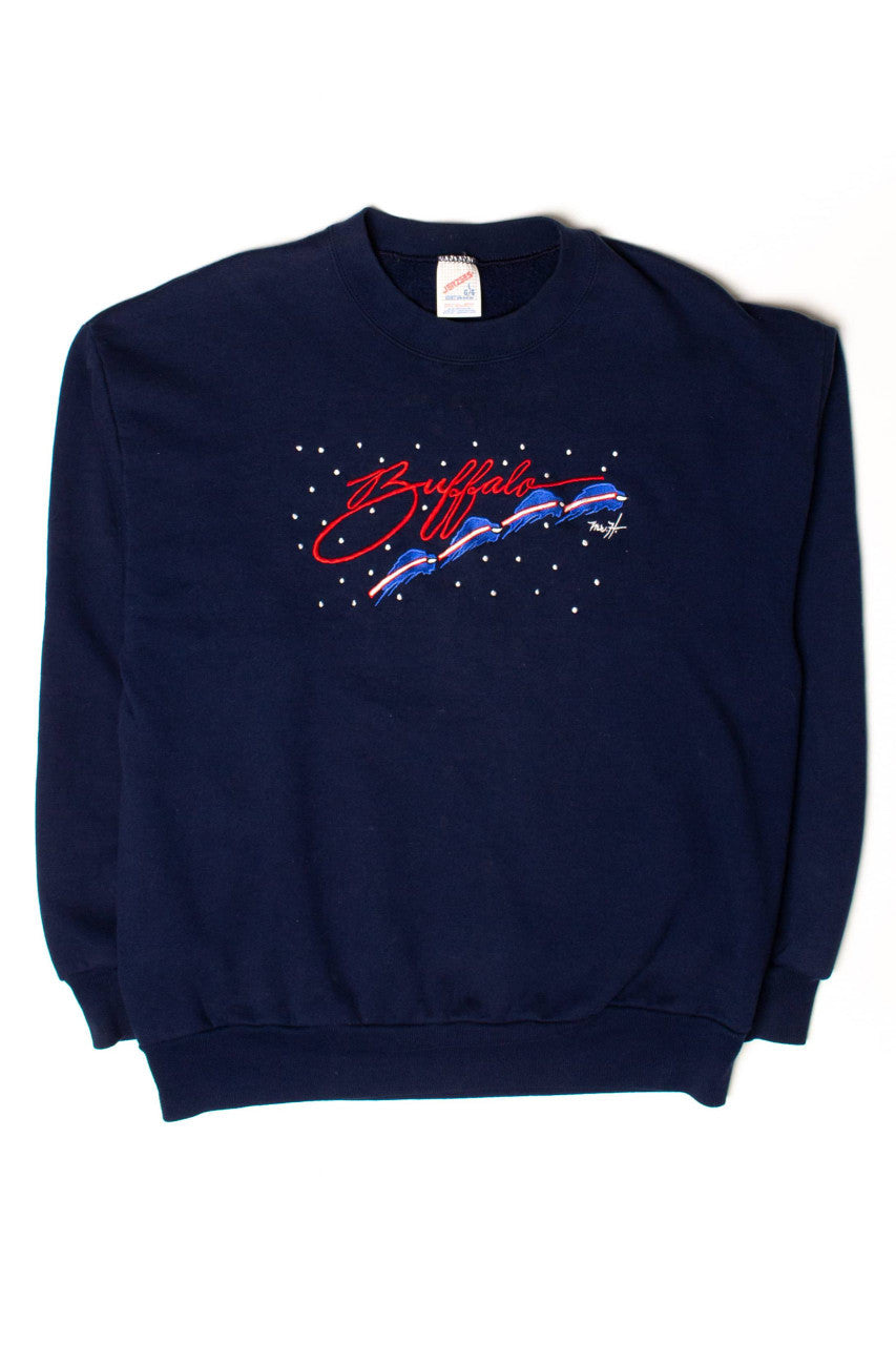 Vintage Buffalo Bills 4 Time Champs Embroidered Sweatshirt (1990s)