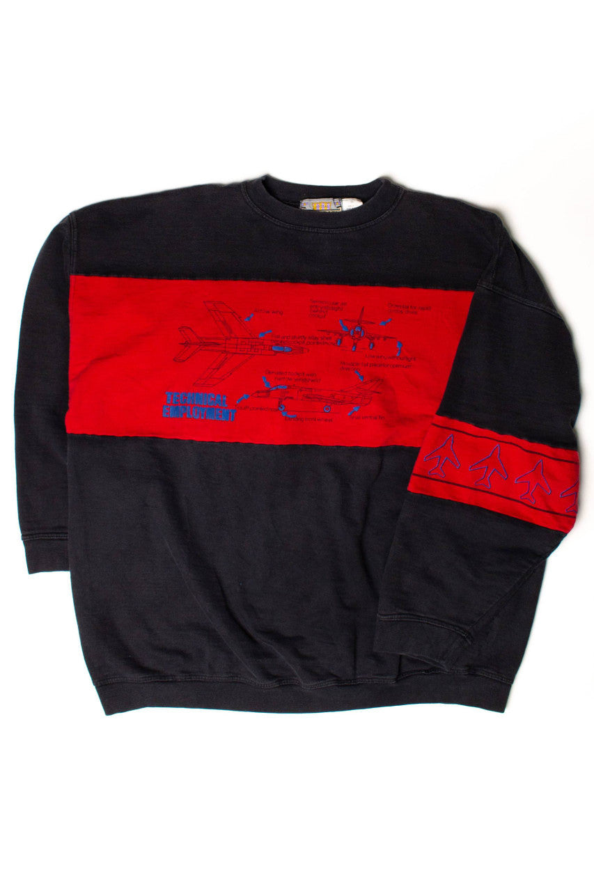 Vintage Technical Employment Fighter Jet Sweatshirt (1990s)