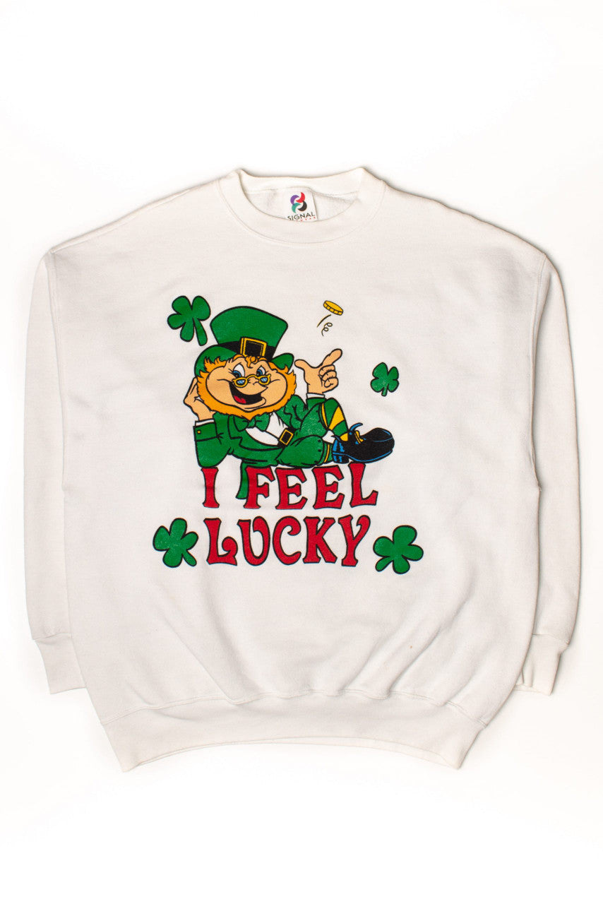 Vintage I Feel Lucky Leprechaun Sweatshirt 1