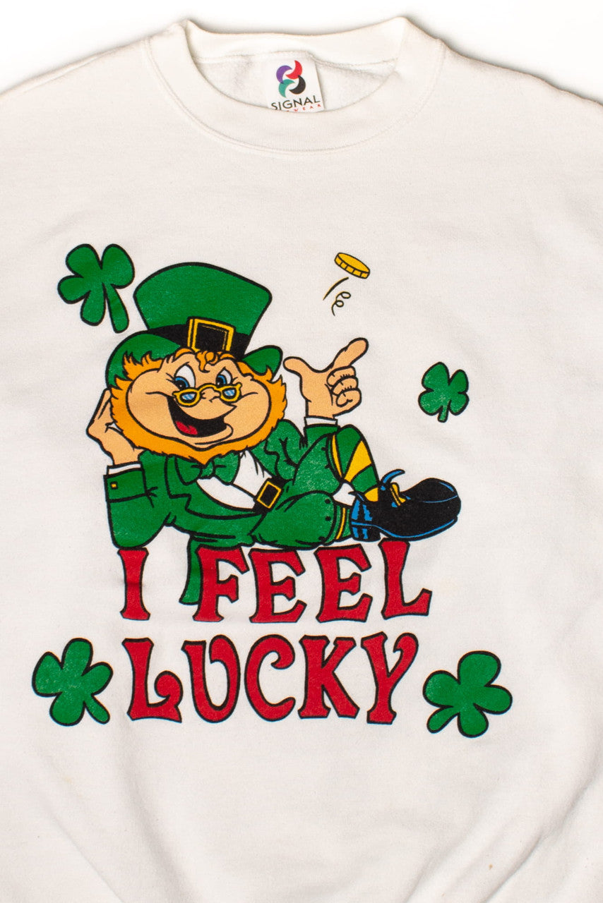 Vintage I Feel Lucky Leprechaun Sweatshirt 1