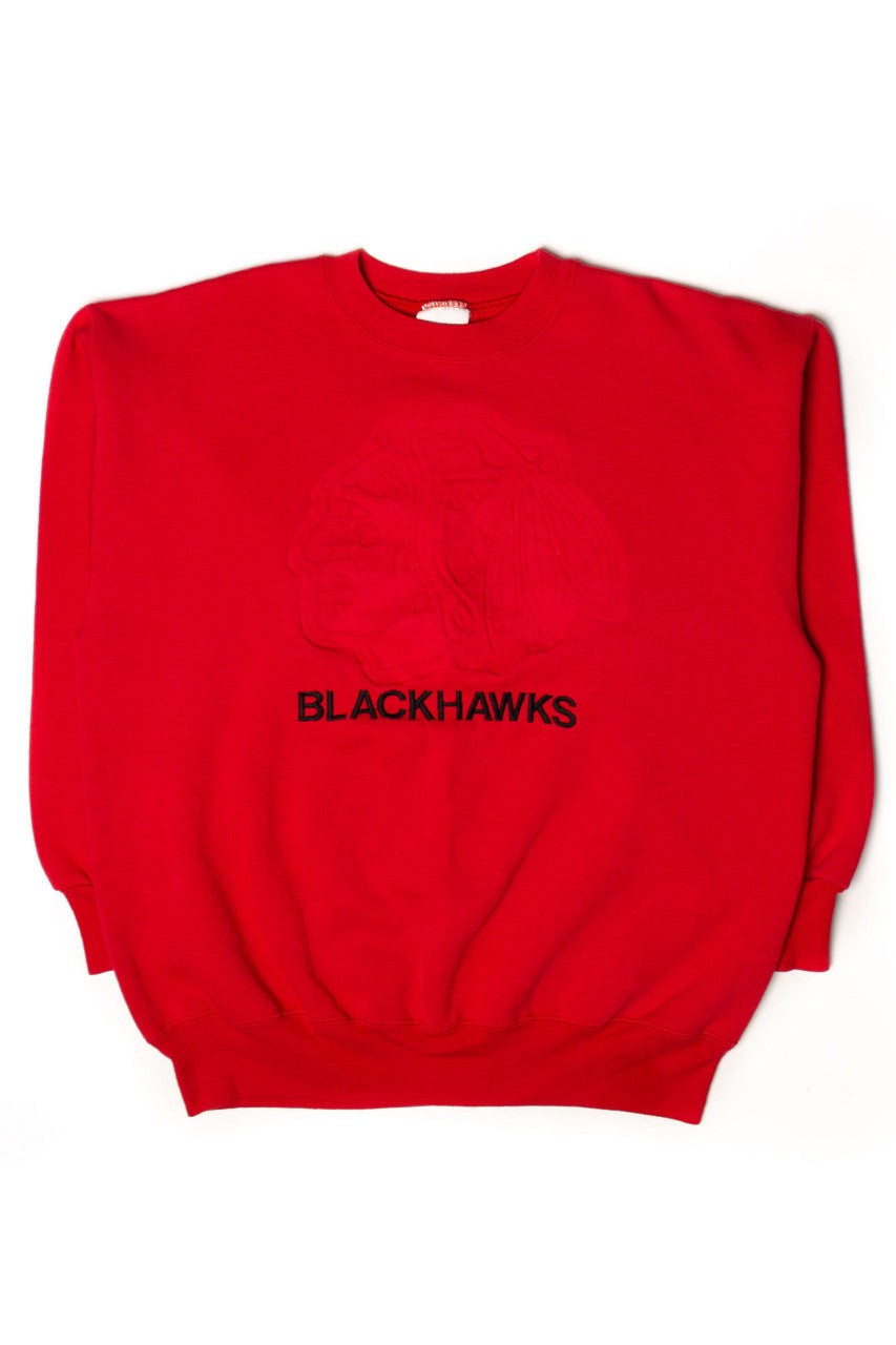 Vintage Embossed Chicago Blackhawks Sweatshirt (1990s)