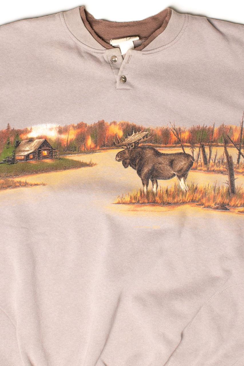 Vintage Wetland Moose Pocket Sweatshirt (1990s)