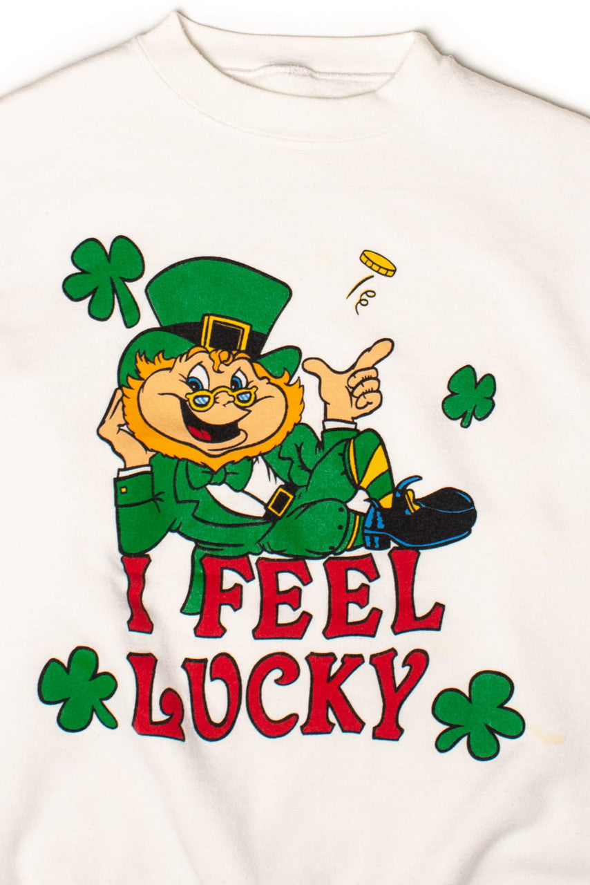 Vintage I Feel Lucky Leprechaun Sweatshirt 2