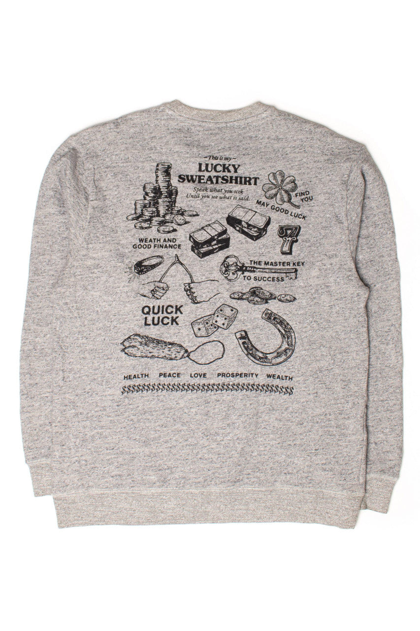 Ragstock Original Screen Print Gray Lucky Sweatshirt (M)