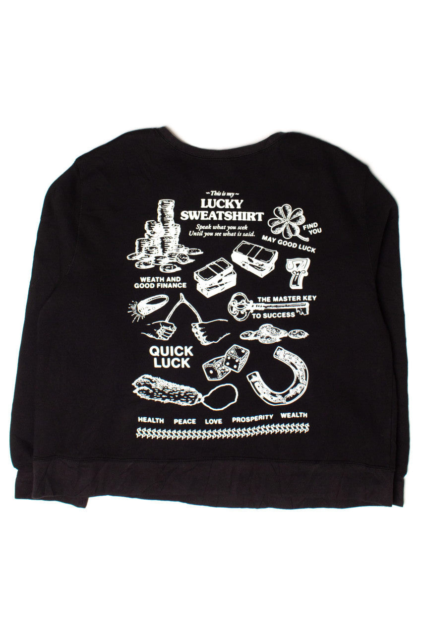 Ragstock Original Screen Print Black Lucky Sweatshirt (XL)
