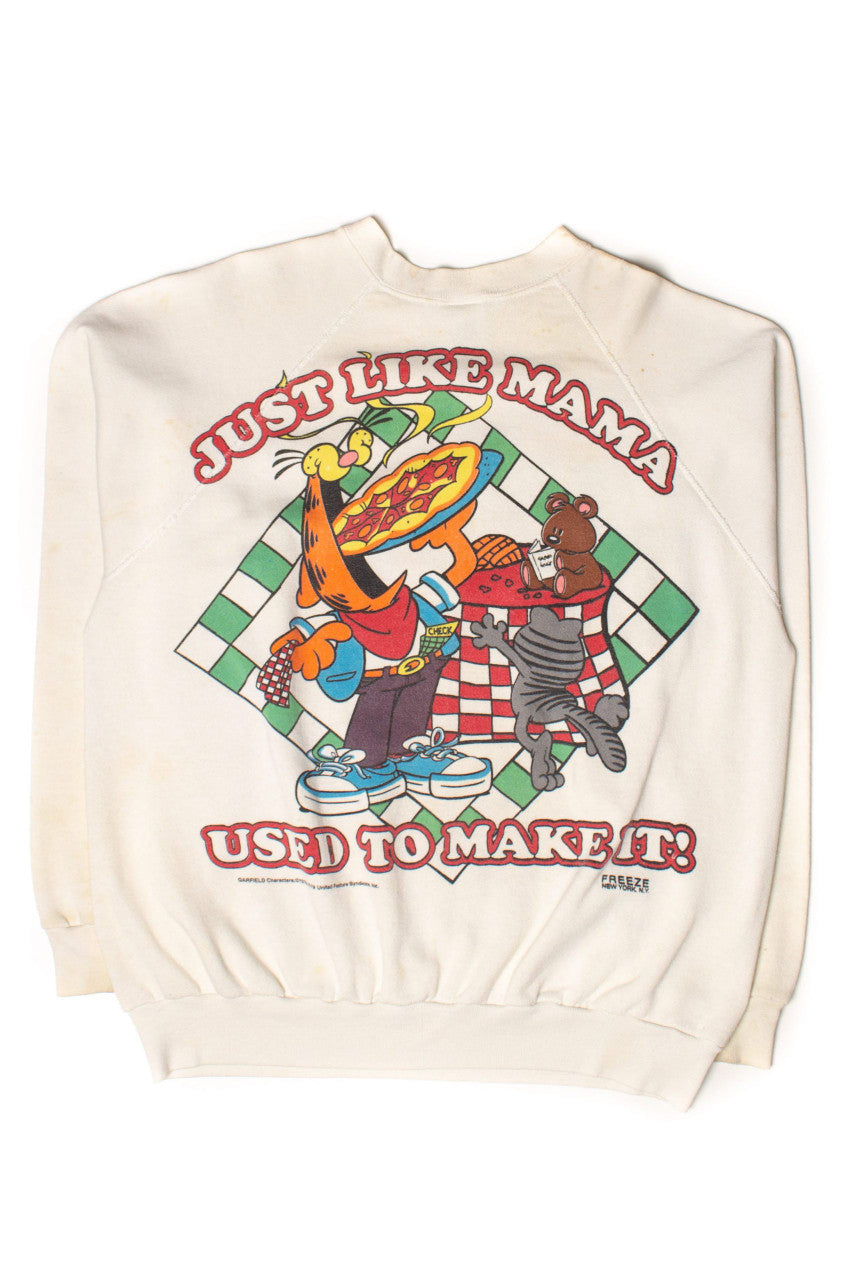 Vintage Stained Garfield Pizza Sweatshirt (1990s)