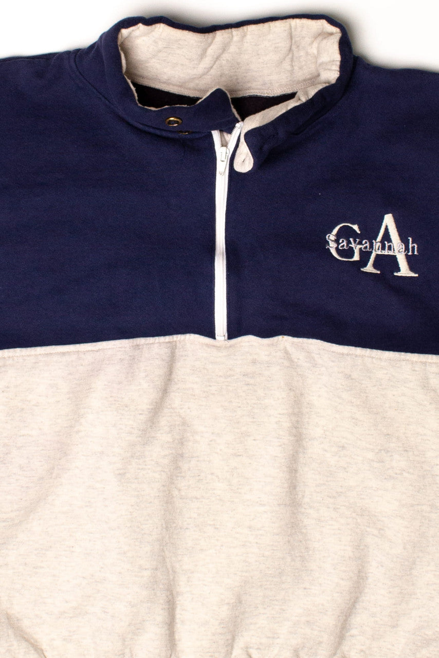 Vintage Savannah, GA Zipper Collared Sweatshirt (1990s)