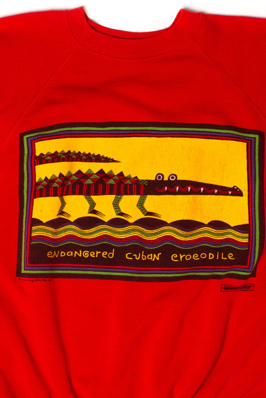 Vintage Endangered Cuban Crocodile Greenpeace Sweatshirt (1990s)
