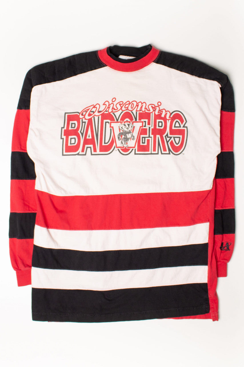 Vintage Striped Wisconsin Badgers Lightweight Sweatshirt (1990s)