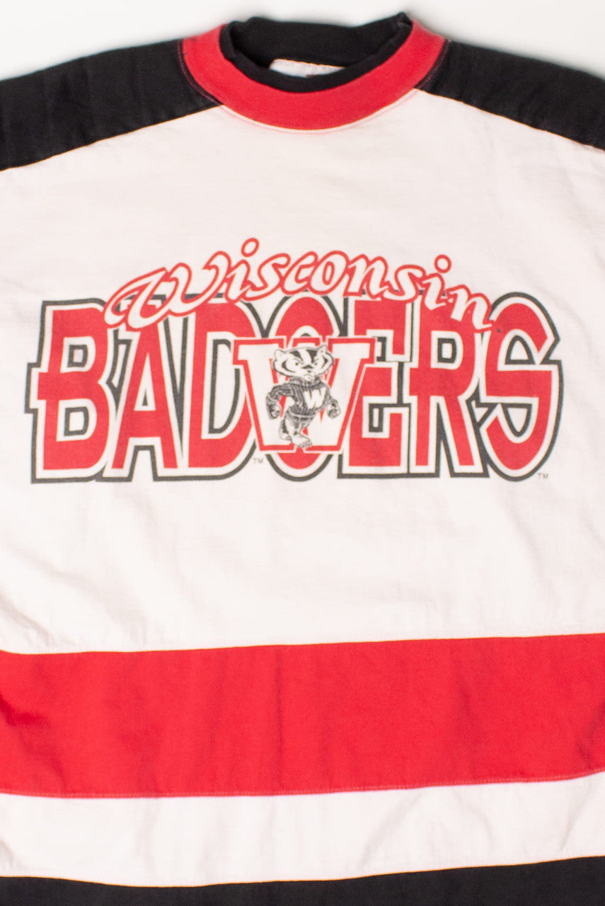 Vintage Striped Wisconsin Badgers Lightweight Sweatshirt (1990s)