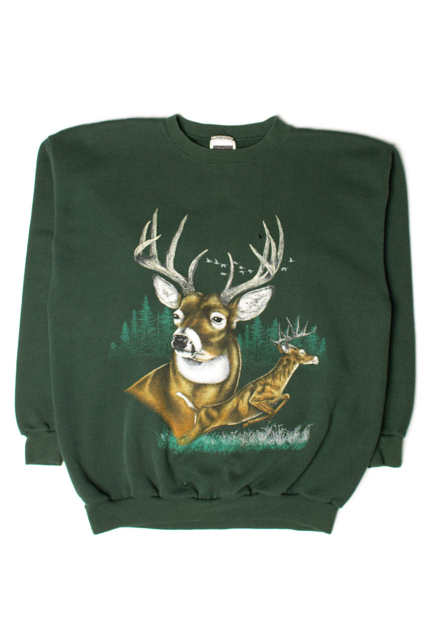 Vintage Green Deer Sweatshirt (1990s)