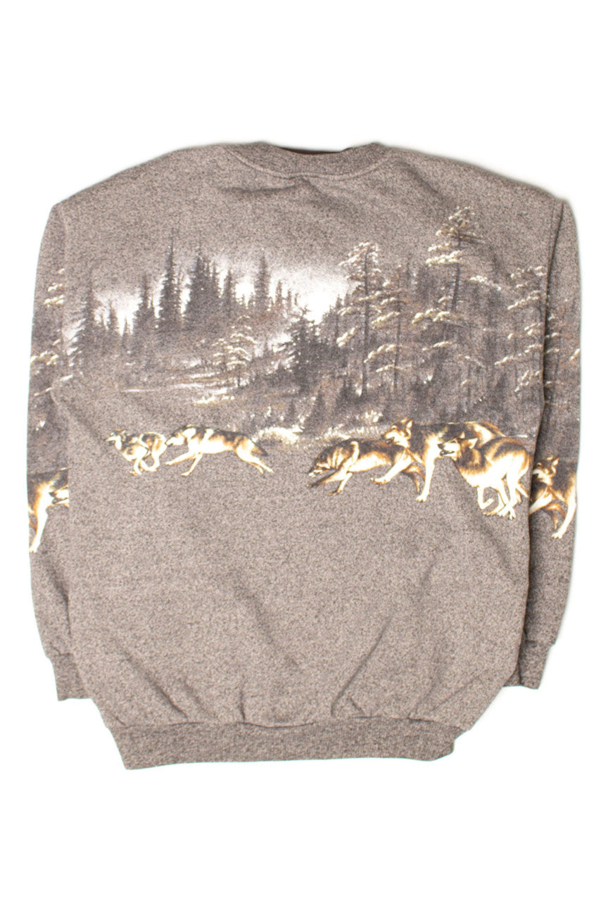 Vintage Wolf Pack All Over Graphic Sweatshirt (1990s)