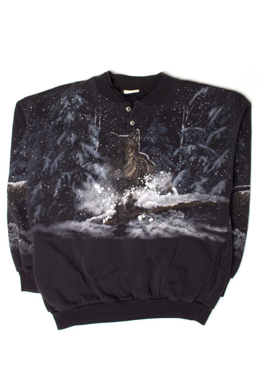 Vintage Night Wolves All Over Graphic Sweatshirt (1990s)