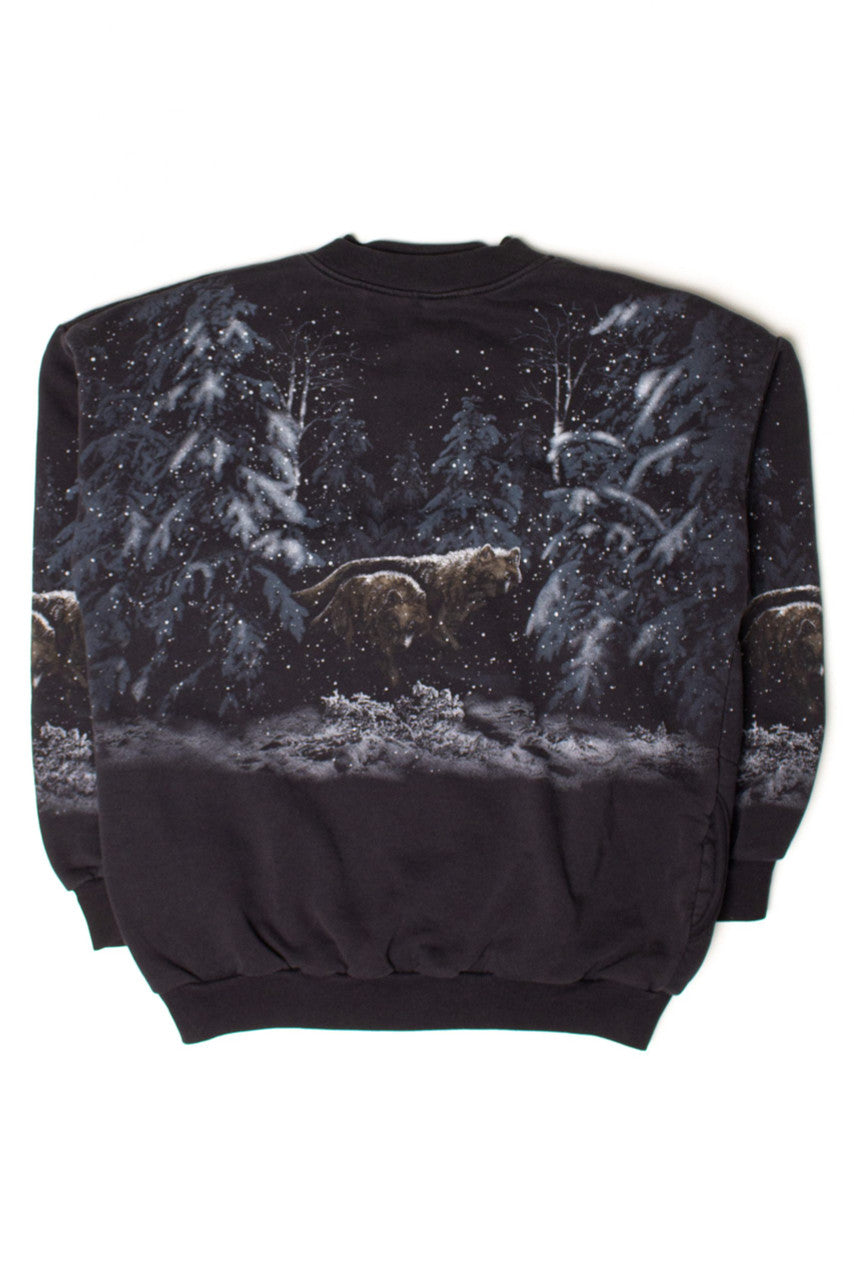 Vintage Night Wolves All Over Graphic Sweatshirt (1990s)