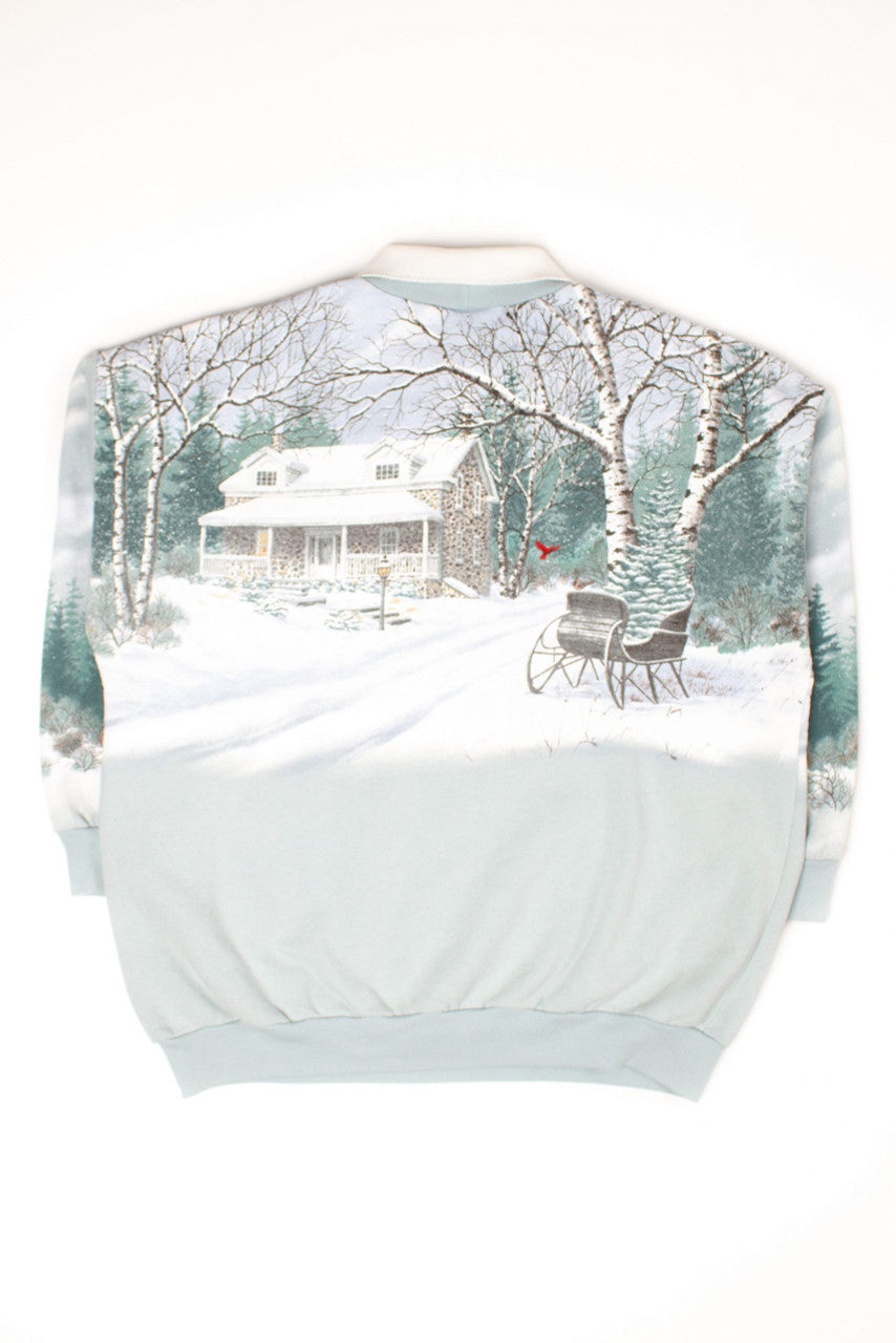 Vintage Winter Cardinal All Over Graphic Sweatshirt (1990s)