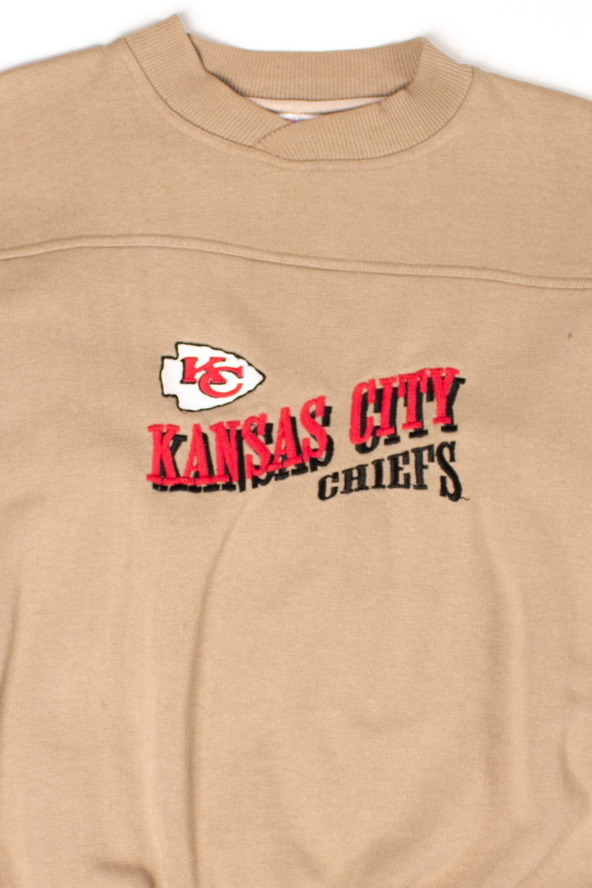 Vintage Tan Embroidered Kansas City Chiefs Sweatshirt (1990s)