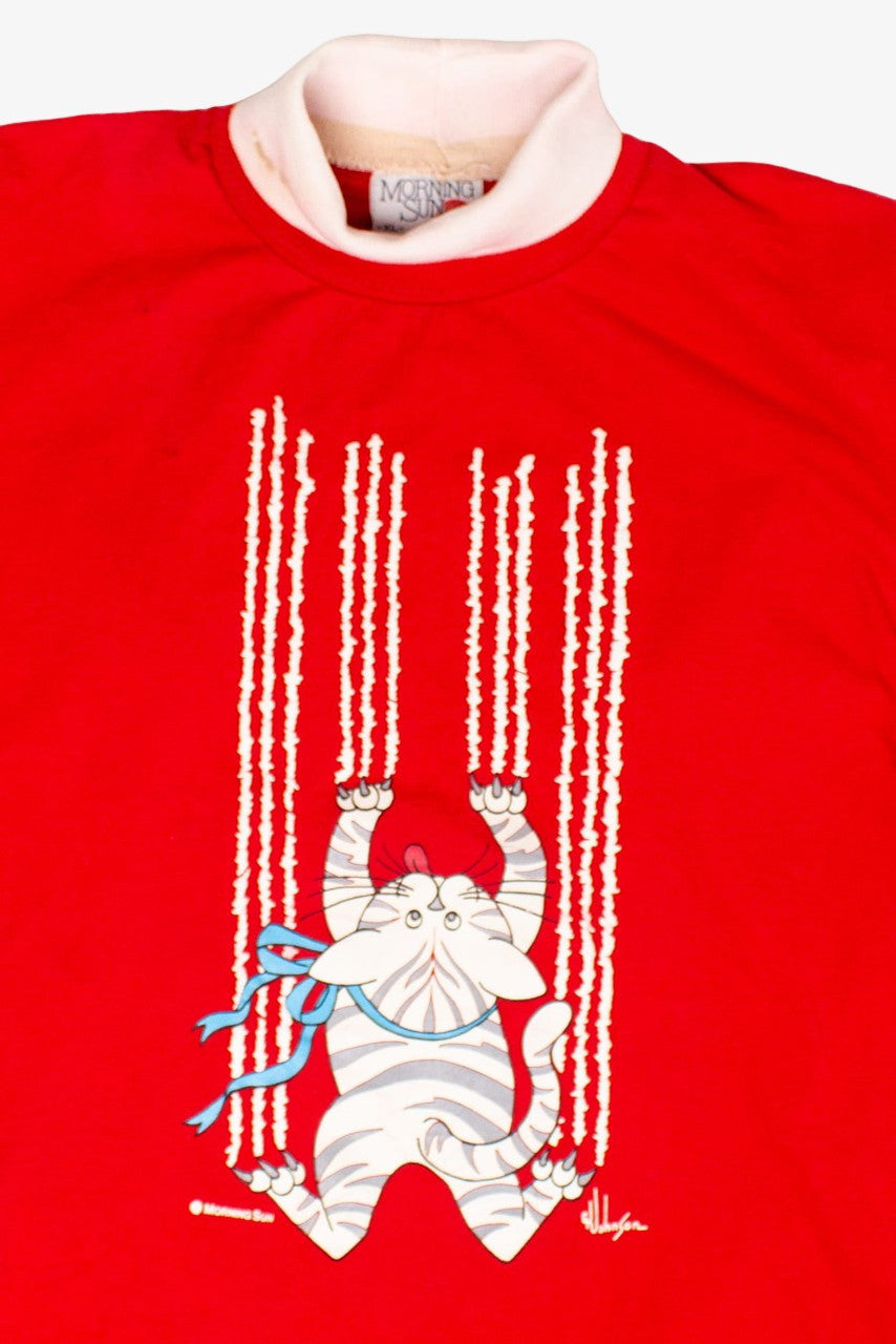 Vintage Cat Scratch Lightweight Turtleneck Sweatshirt (1990s)