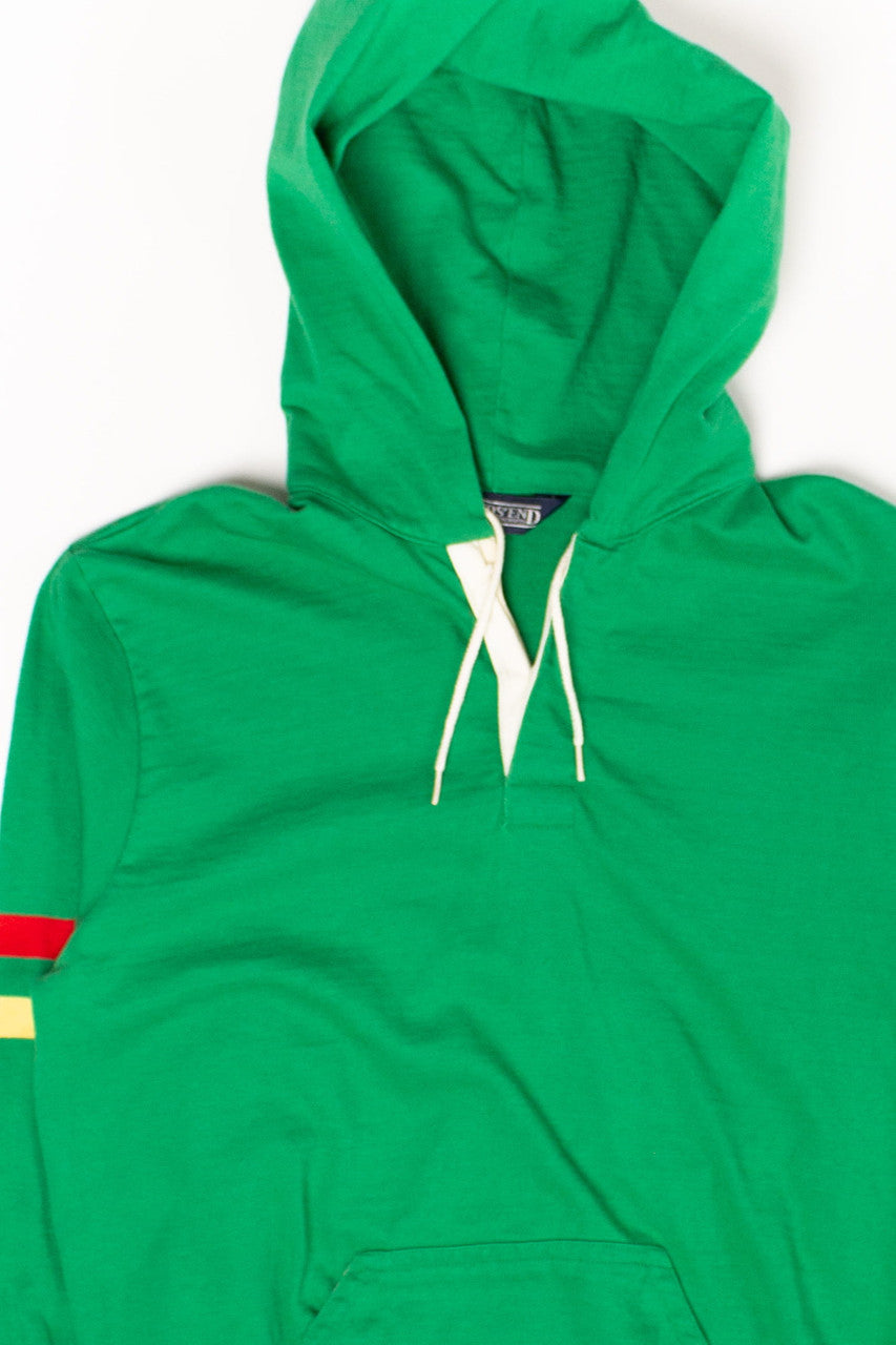Vintage Green Striped Lands' End Hoodie (1990s)