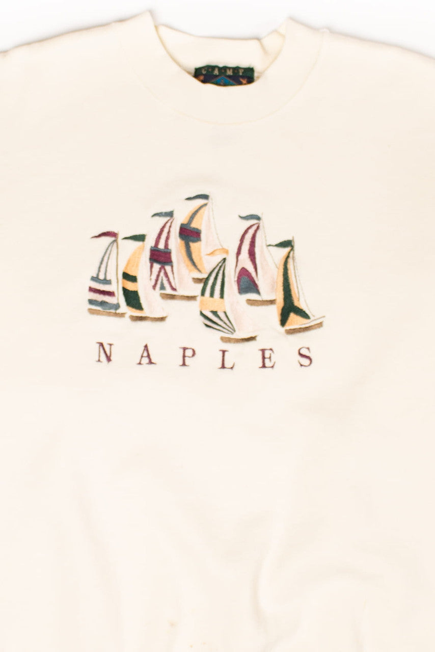 Vintage Naples Sailboats Embroidered Sweatshirt (1990s)