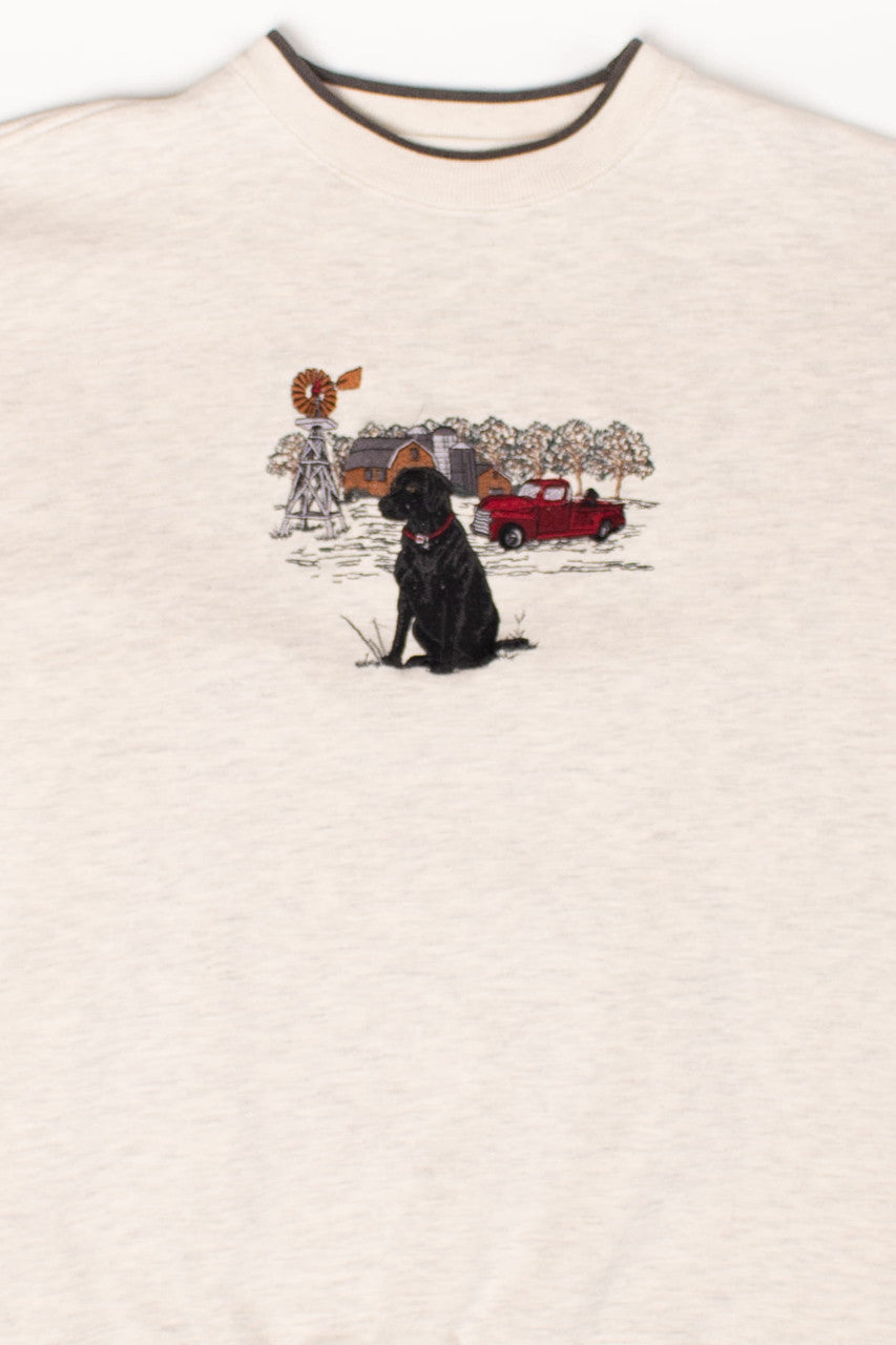 Vintage Embroidered Dog On The Farm Sweatshirt (1990s)