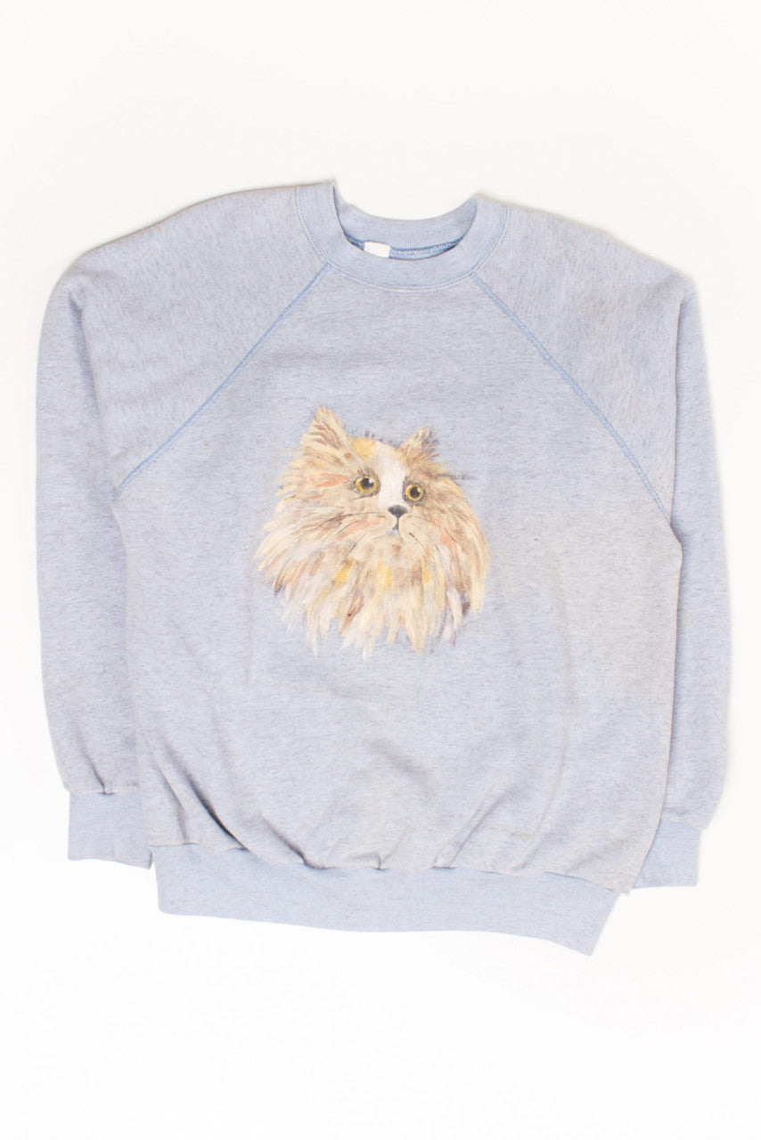 Vintage Painted Cat Face Sweatshirt (1990s)
