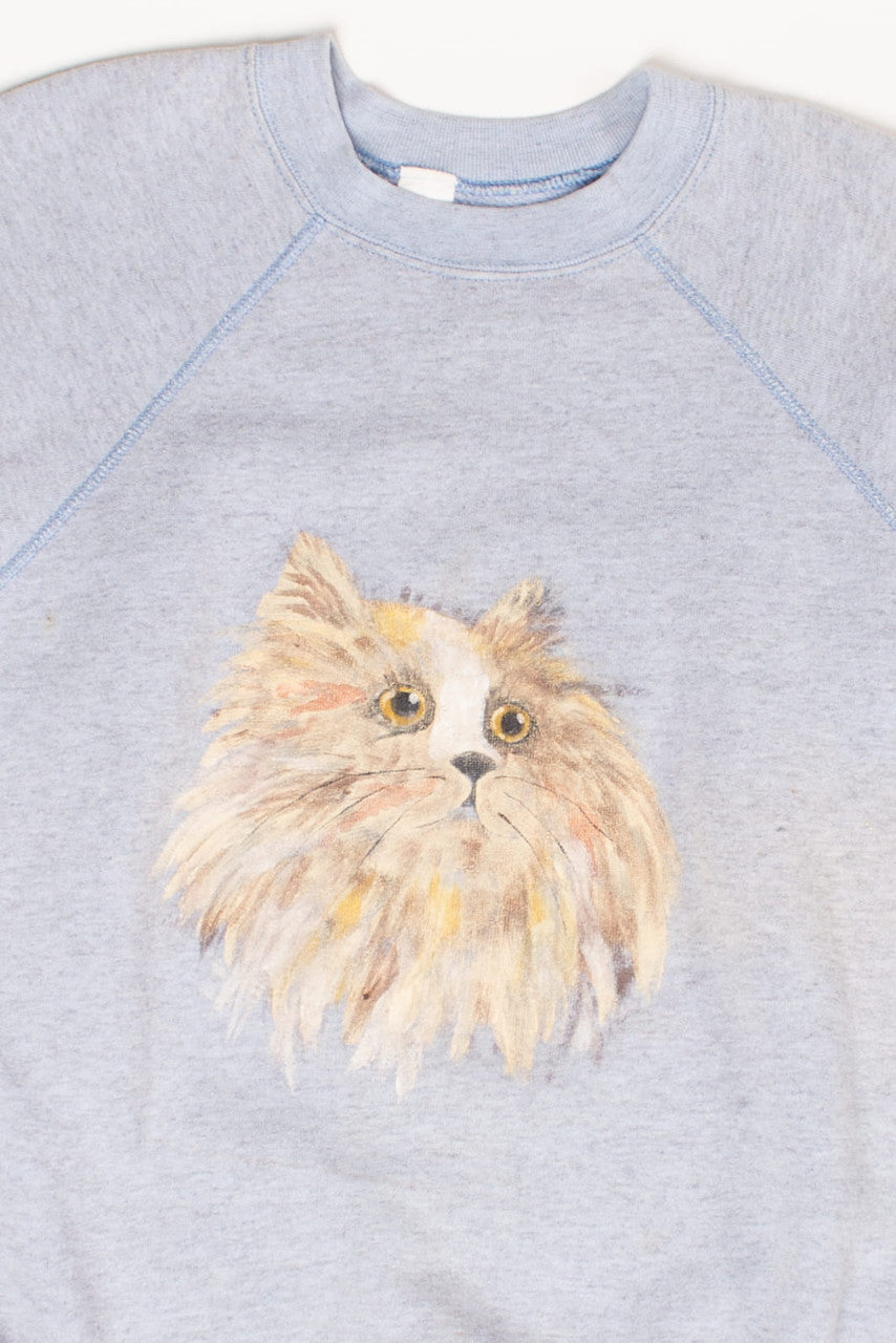 Vintage Painted Cat Face Sweatshirt (1990s)