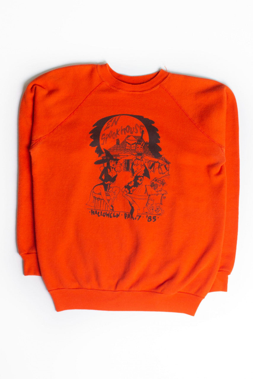 Vintage Spookhouse Halloween Party Sweatshirt (1985)