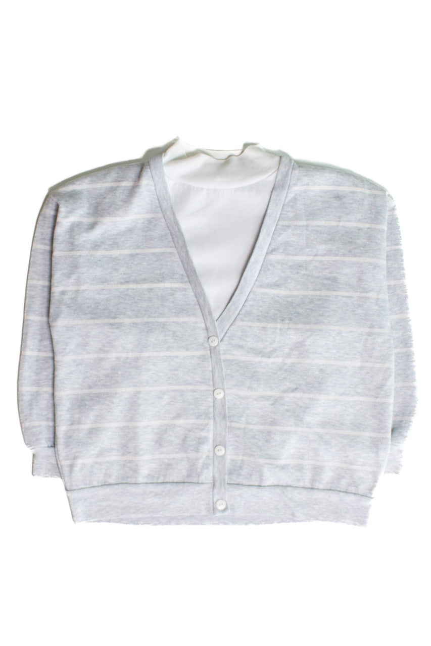 Vintage Striped Faux Cardigan Sweatshirt (1980s)