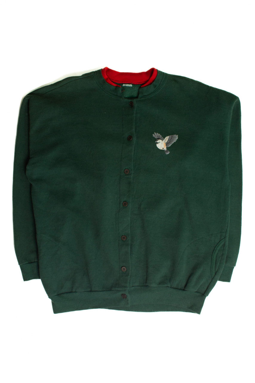 Vintage Winter Birds Cardigan Sweatshirt (1990s)