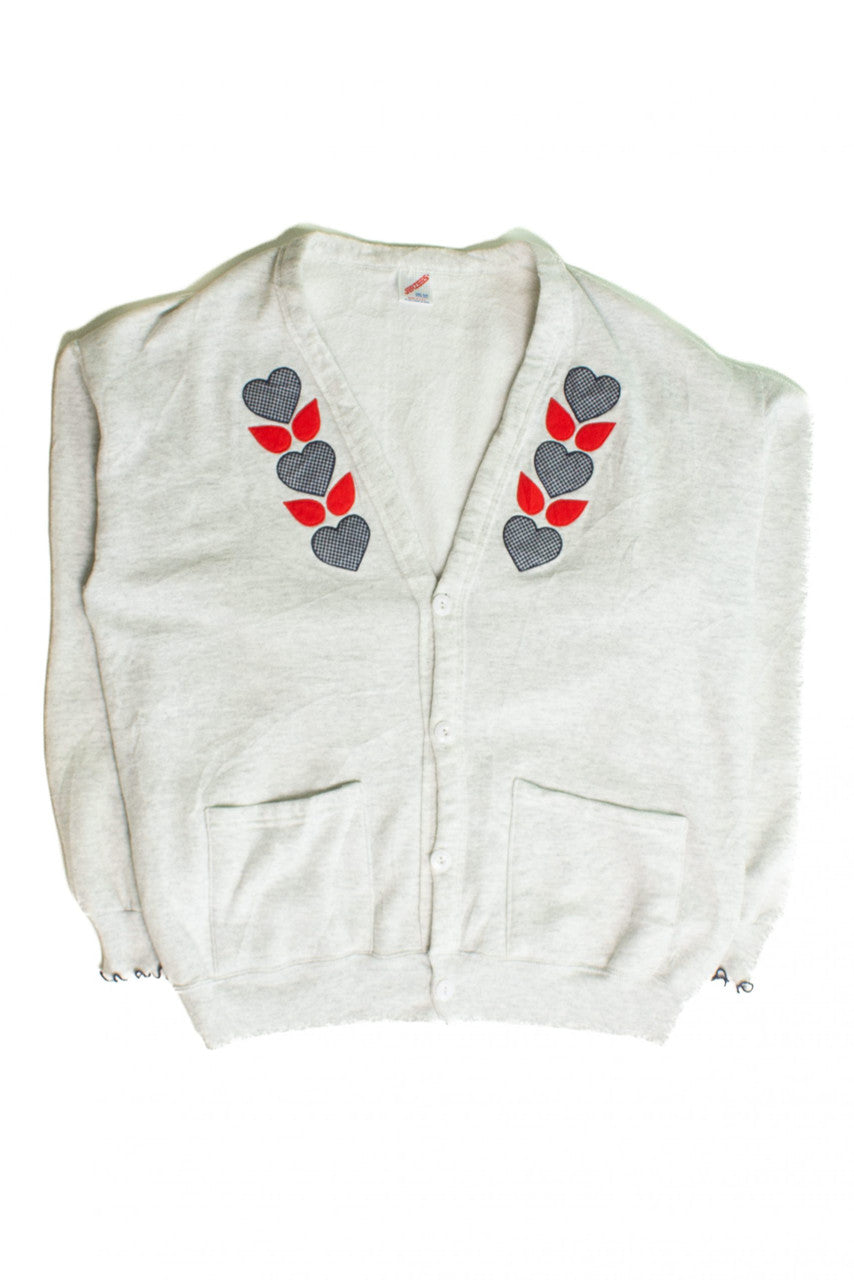 Vintage Hearts Cardigan Sweatshirt (1990s)