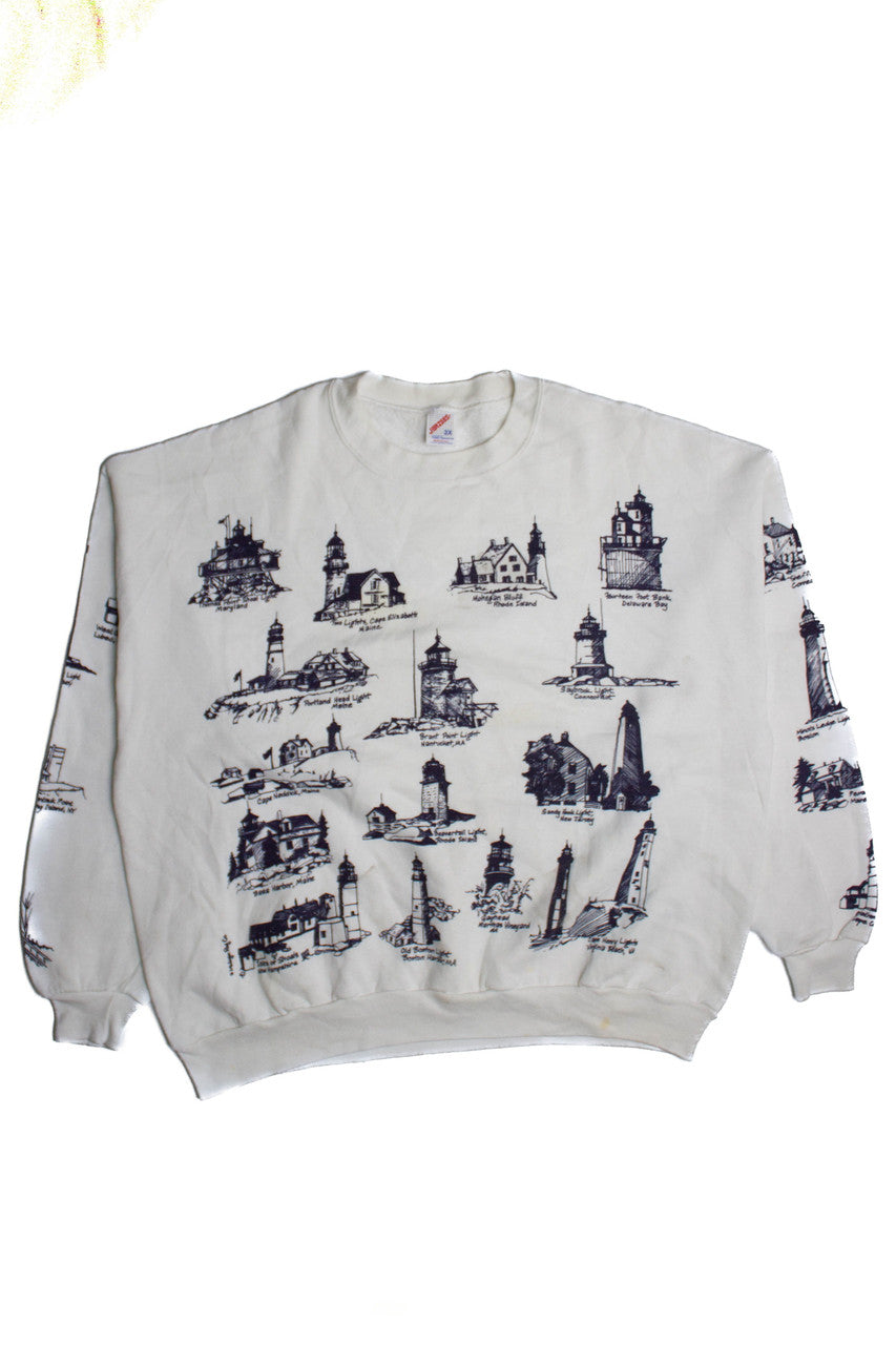 Vintage East Coast Lighthouses Sweatshirt (1980s)