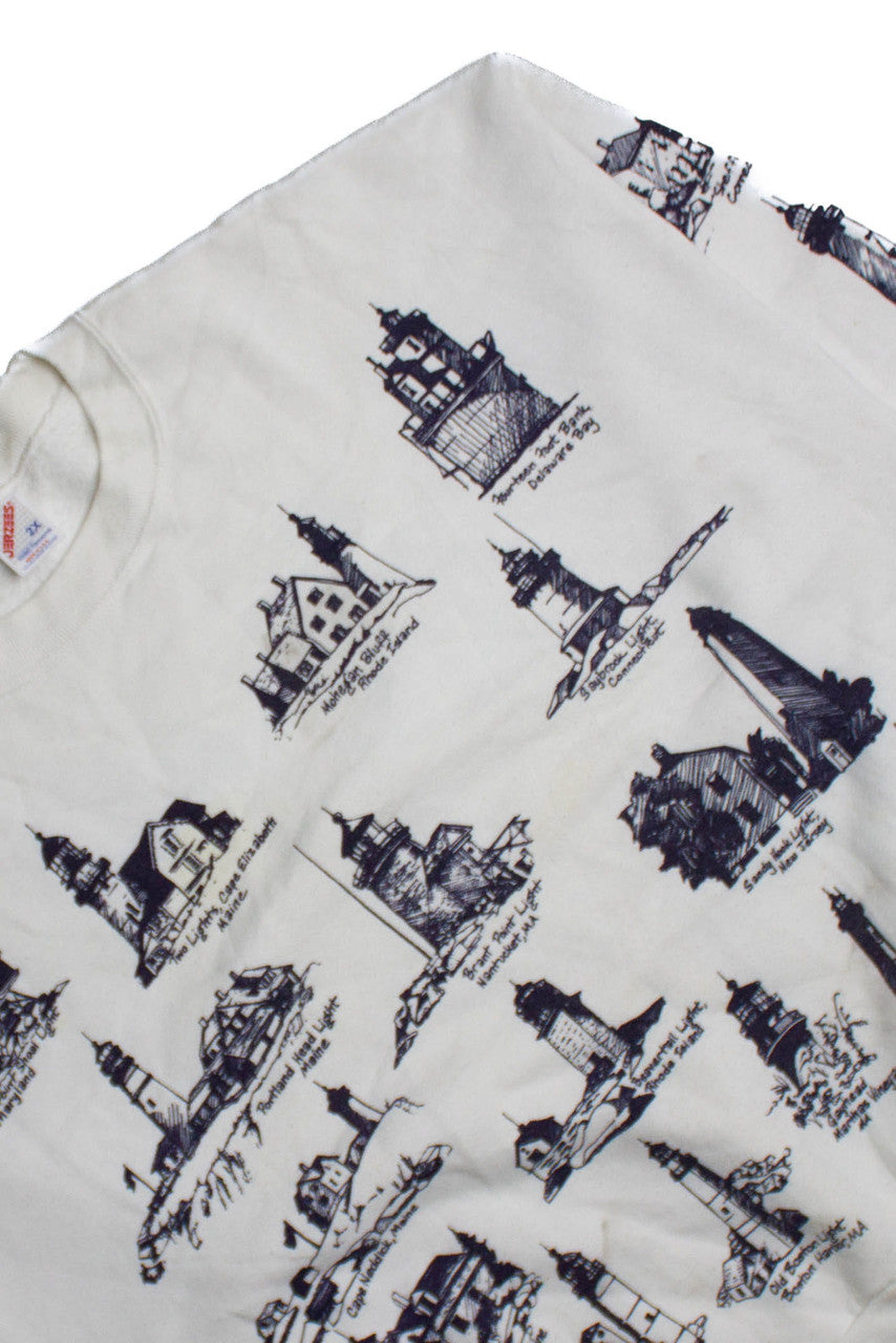Vintage East Coast Lighthouses Sweatshirt (1980s)