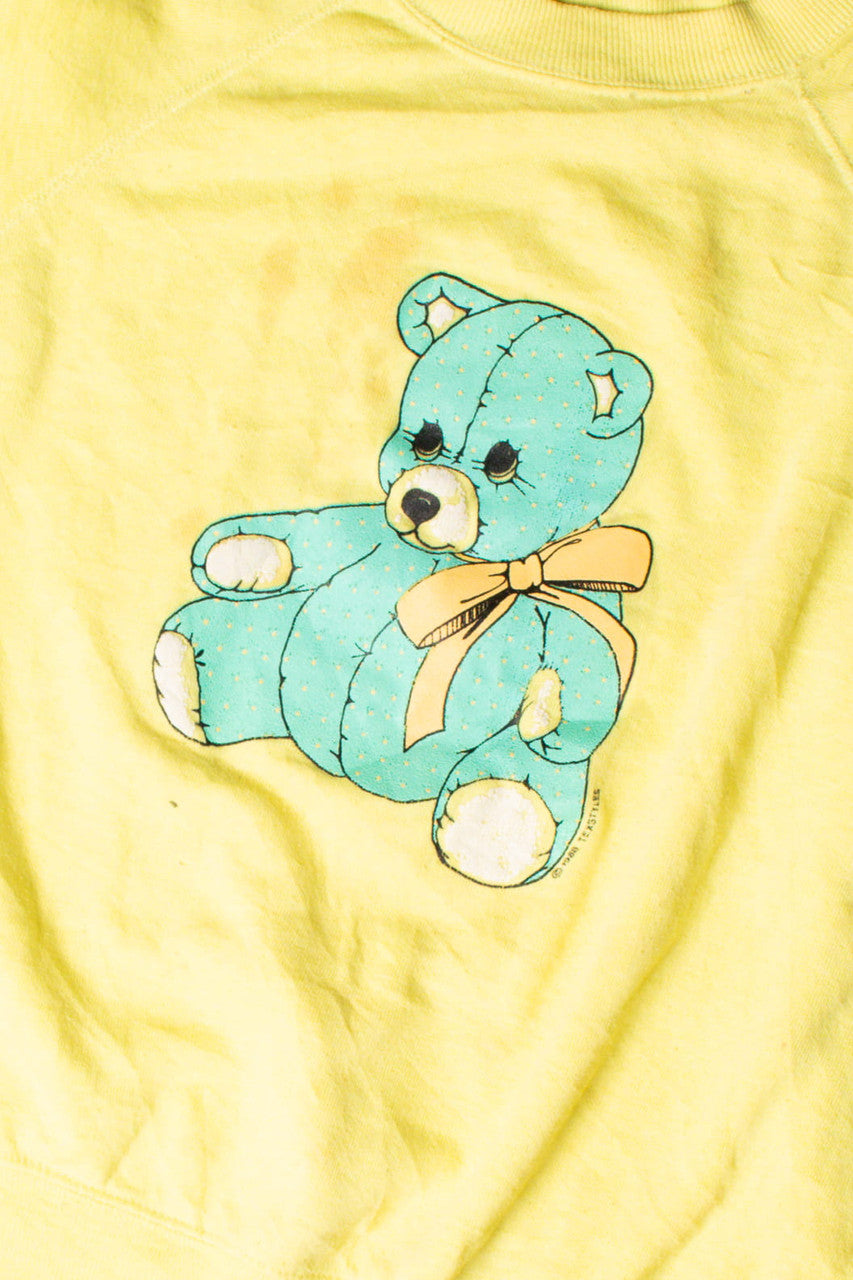 Blue Teddy Bear Yellow Sweatshirt