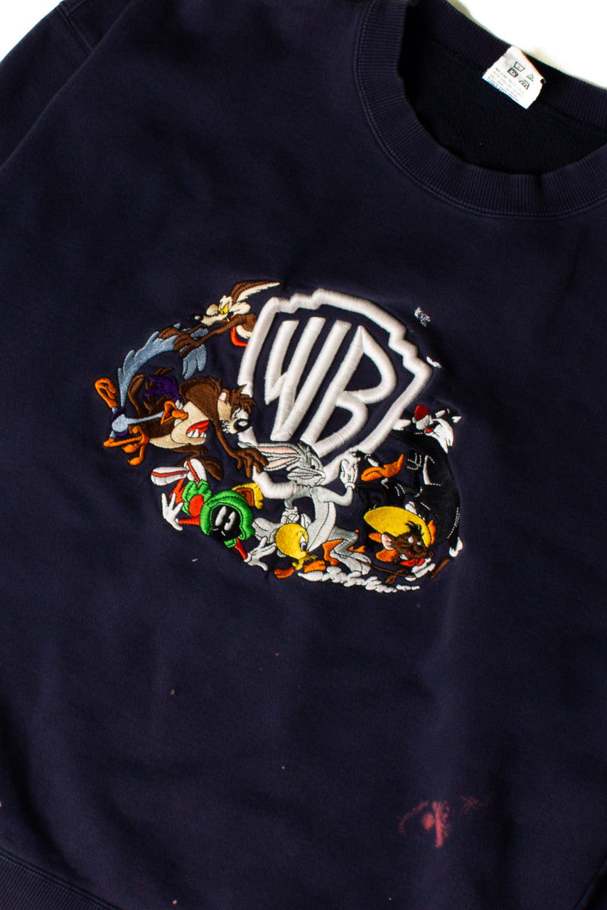 Warner Bros Embroidered Dark Blue Sweatshirt