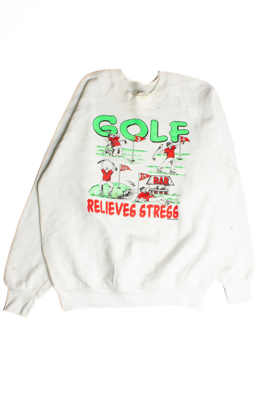 Vintage Golf Relieves Stress Fruit of the Loom Sweatshirt 8683