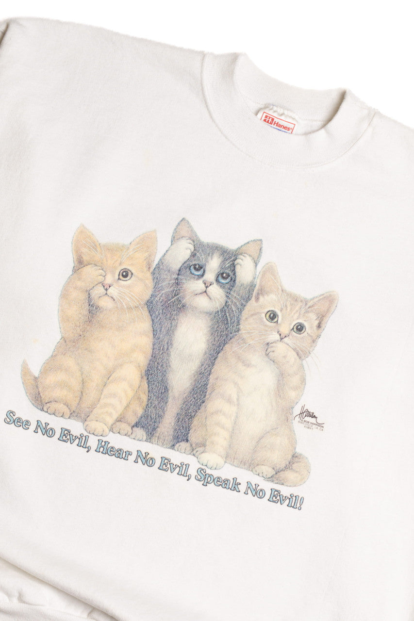 See Hear Speak No Evil Kitten Sweatshirt 9286
