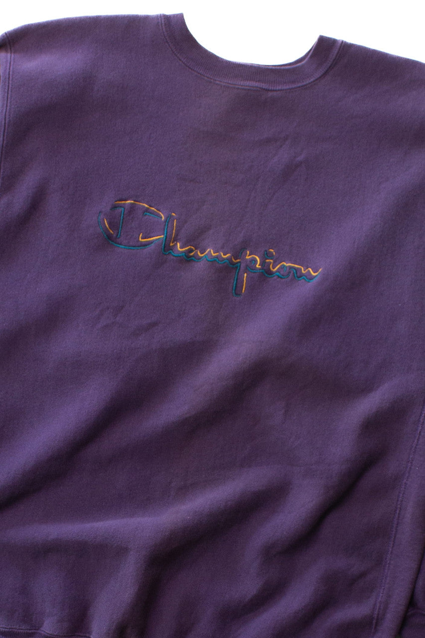 Vintage Purple Embroidered Champion Sweatshirt (1990s)