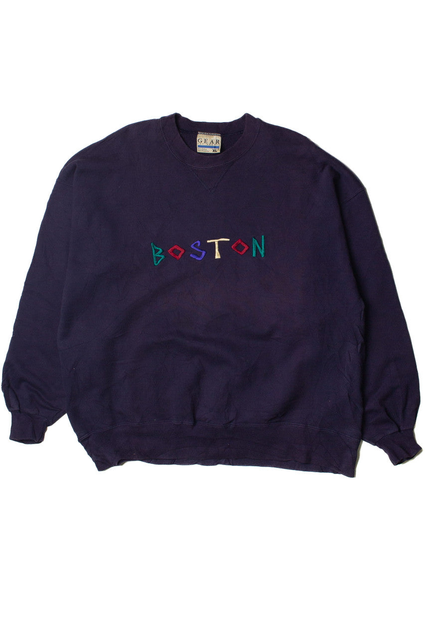 Vintage Embroidered Boston Sweatshirt