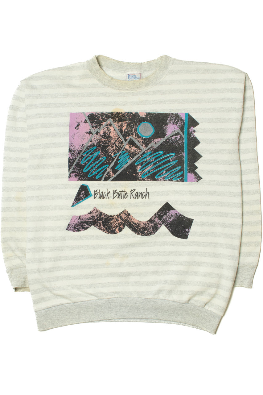 Vintage "Black Butte Ranch" Striped Sweatshirt