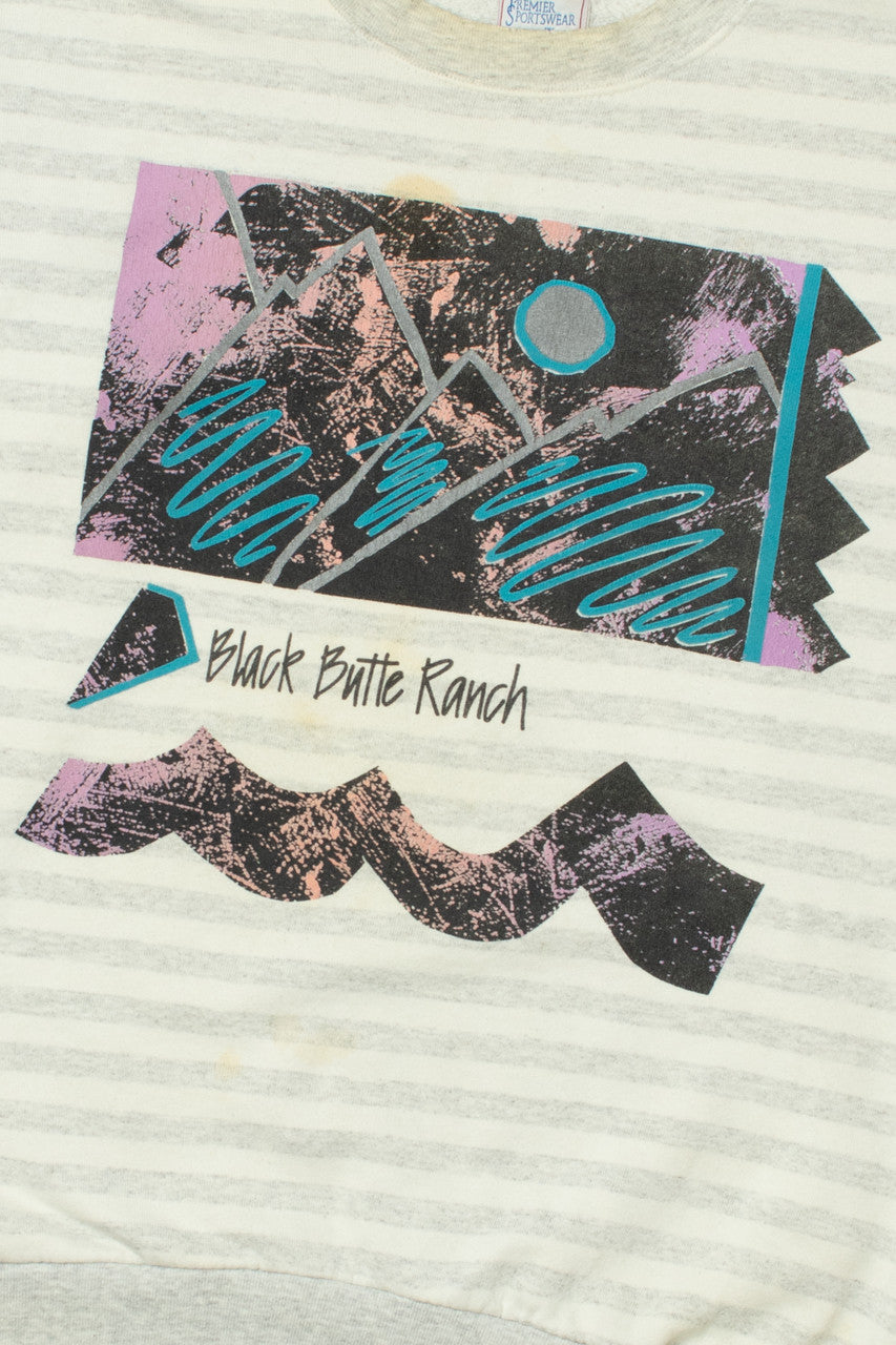 Vintage "Black Butte Ranch" Striped Sweatshirt