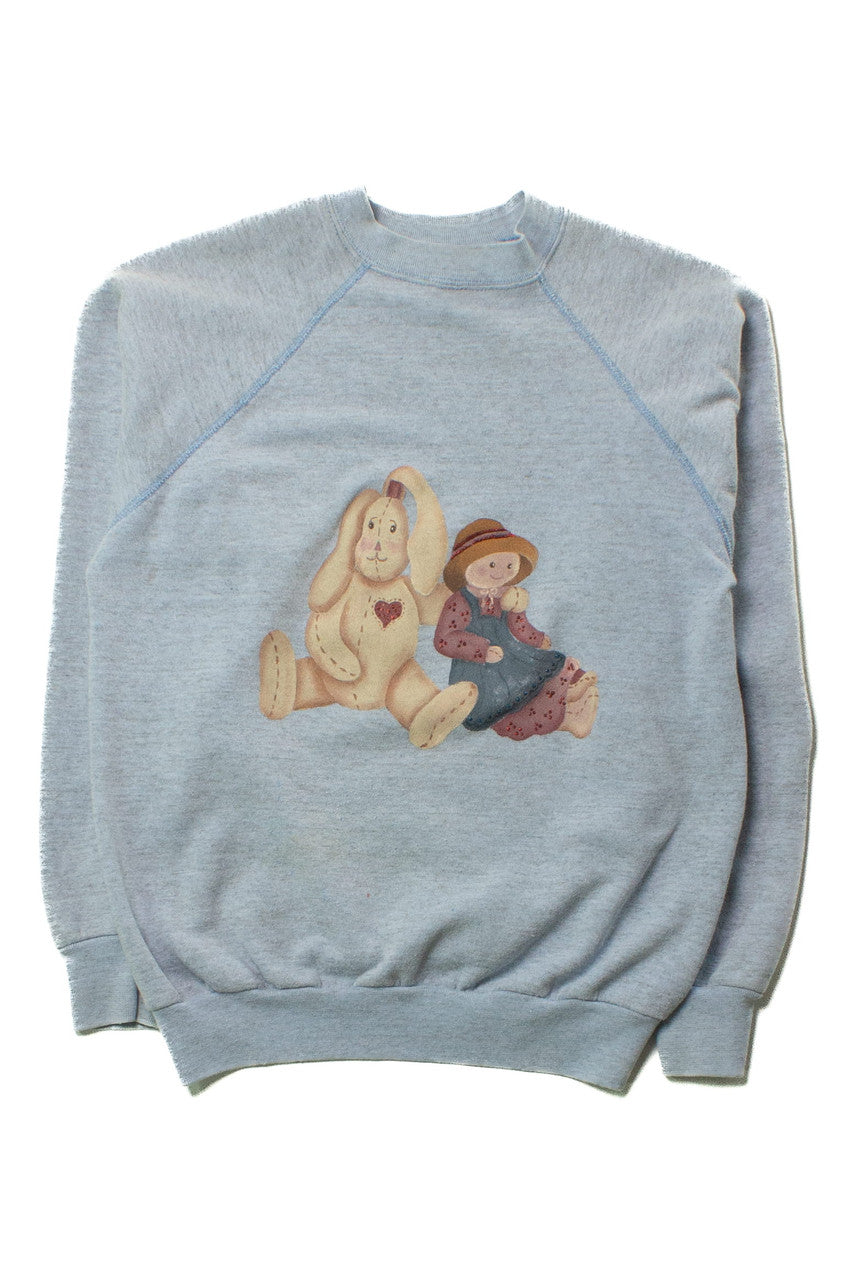 Vintage Rabbit & Girl Dolls Sweatshirt (1980s)