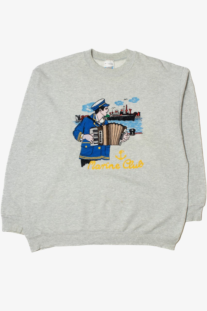 Vintage "Marine Club" Sailor Embroidered Graphic Sweatshirt