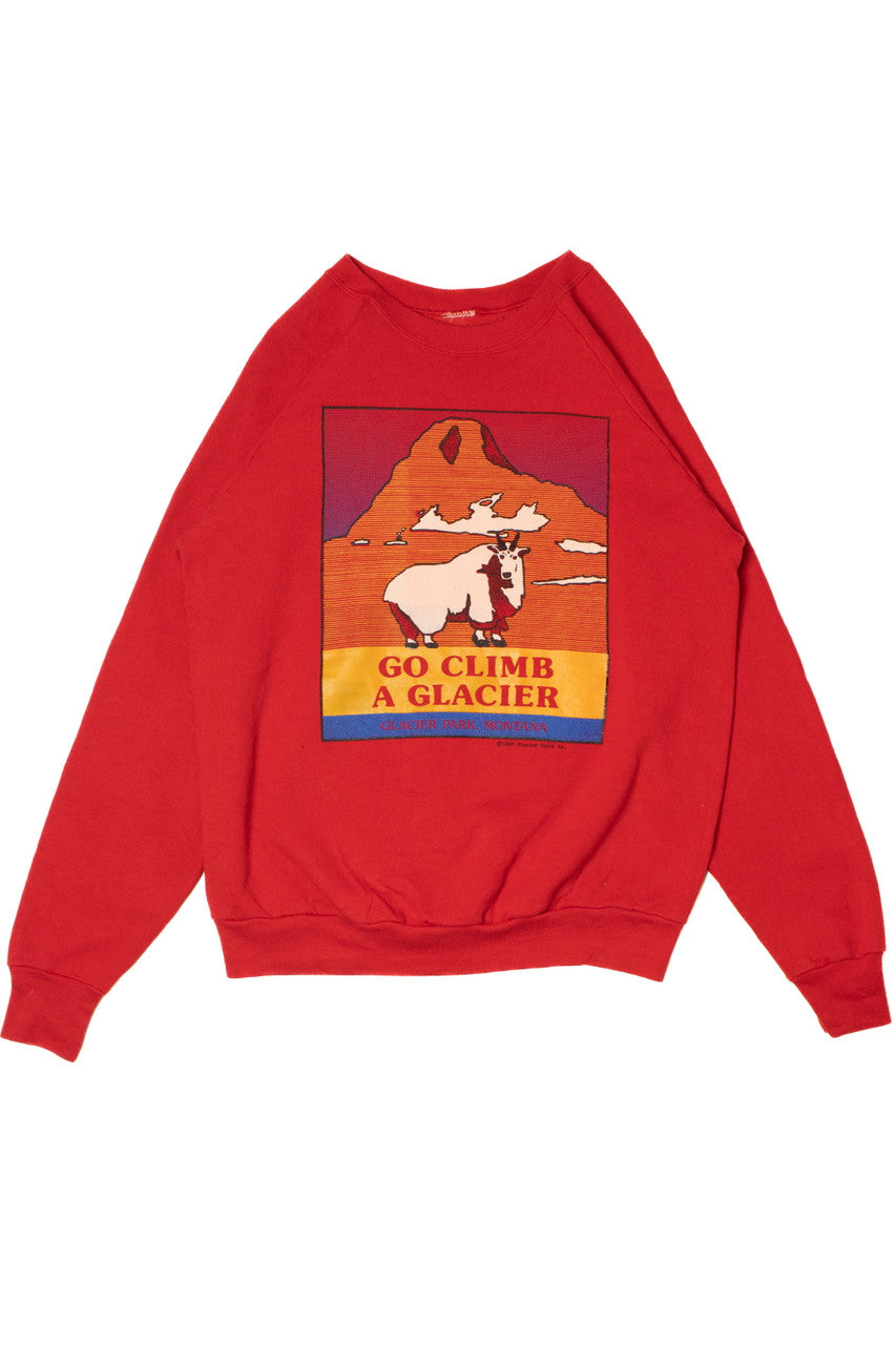 Vintage 1989 "Go Climb A Glacier" Glacier Park, Montana Mountain Goat Sweatshirt