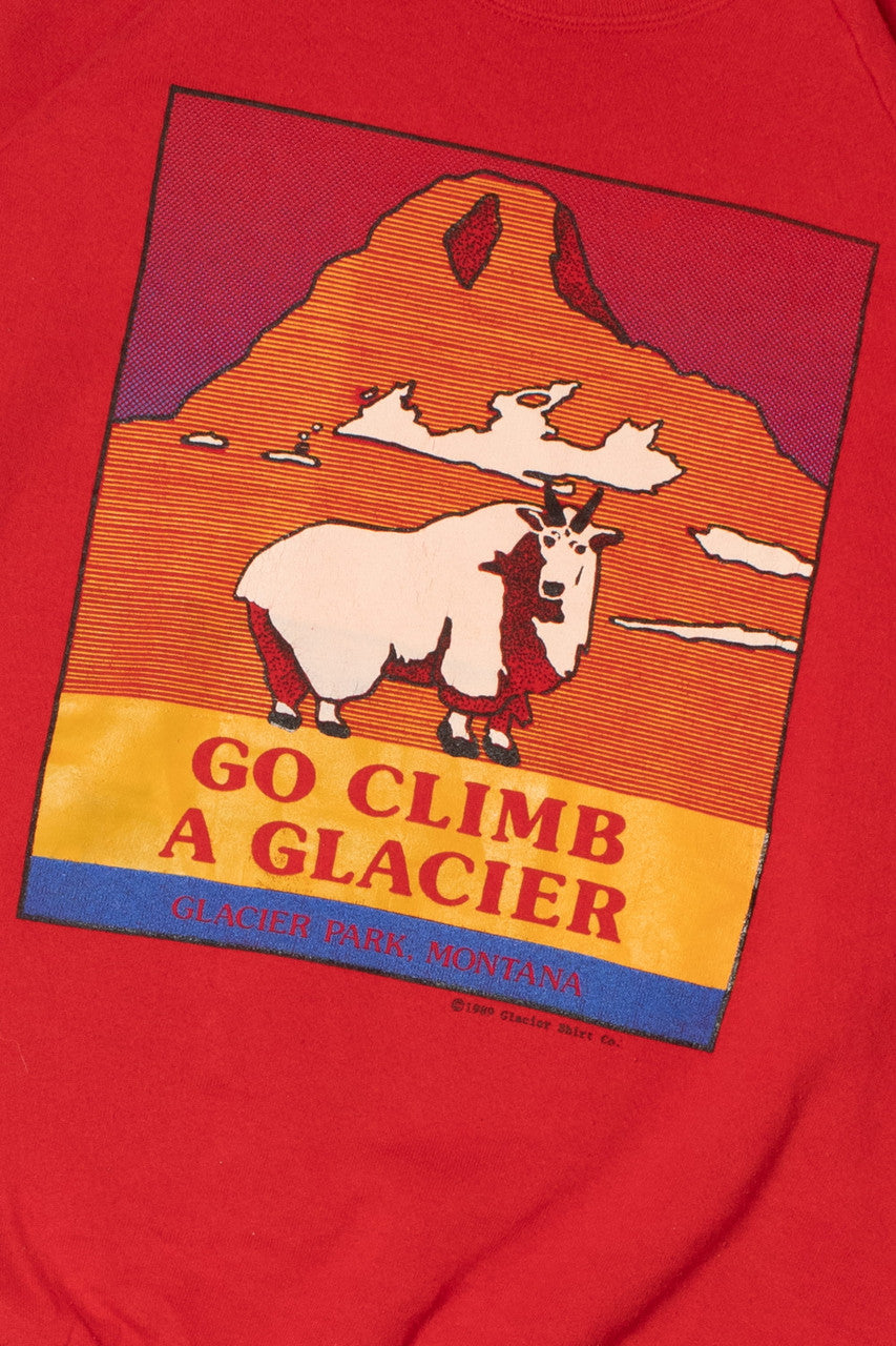 Vintage 1989 "Go Climb A Glacier" Glacier Park, Montana Mountain Goat Sweatshirt