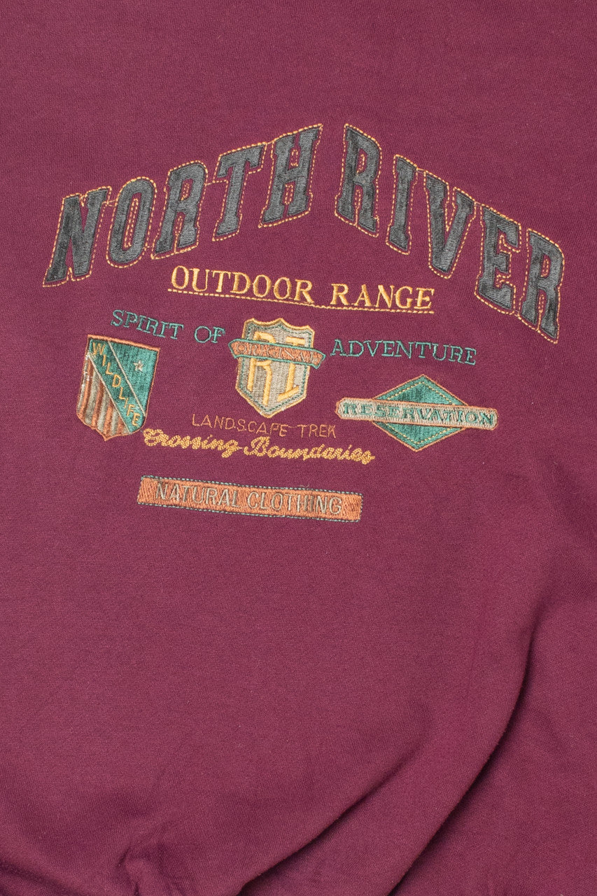 Vintage "North River" Wildlife Adventure Embroidered Sweatshirt